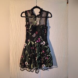 City Studio Black Dress with Floral Embroidery